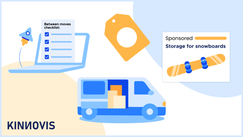 Illustrations of various self-storage marketing strategies.