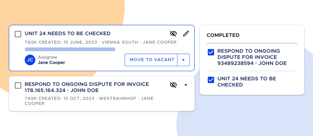 Screenshot of a task being assigned
