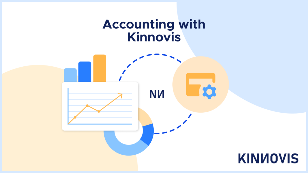 Graphic showing financial graphs, card payments and a header saying Accounting with Kinnovis