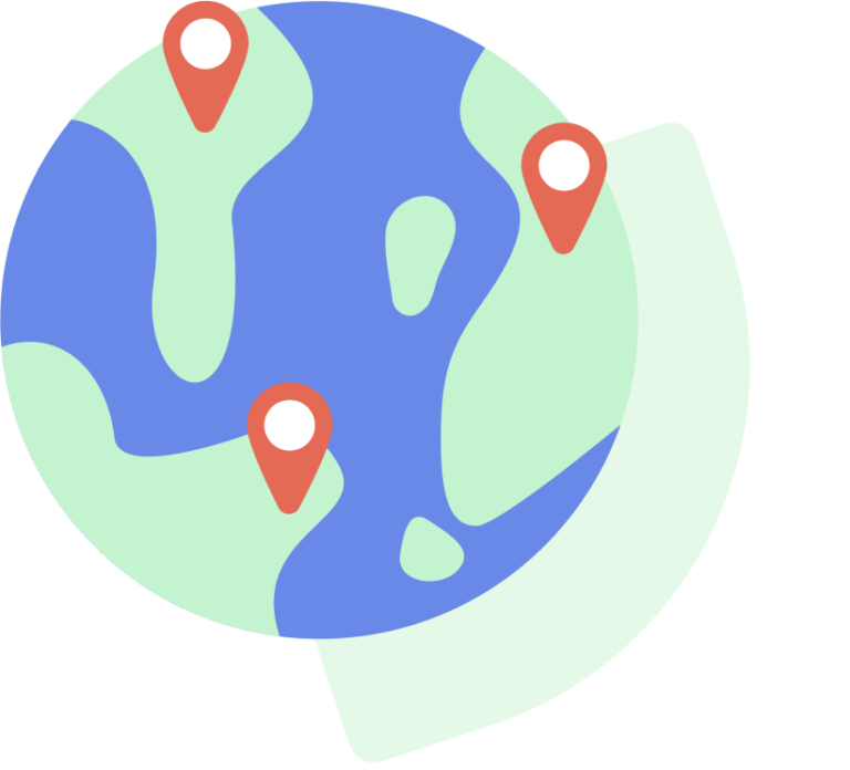 Illustration of Earth with map pins