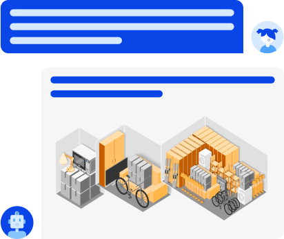 Graphic illustrating a conversation about self-storage unit sizes