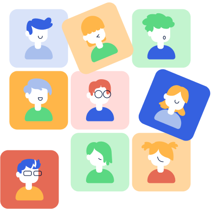 9 tiles of different avatars
