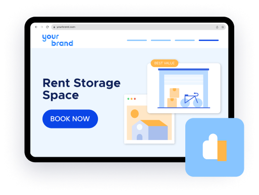 Graphic showing a mock self-storage website