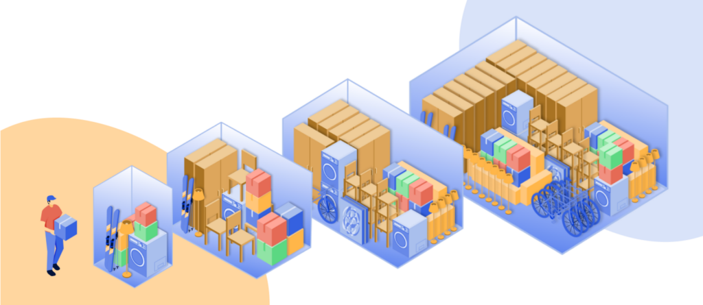 Image of different sized self-storage units