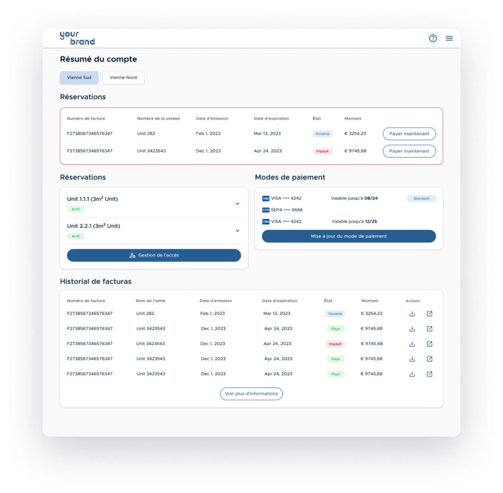 Customer portal overview screenshot