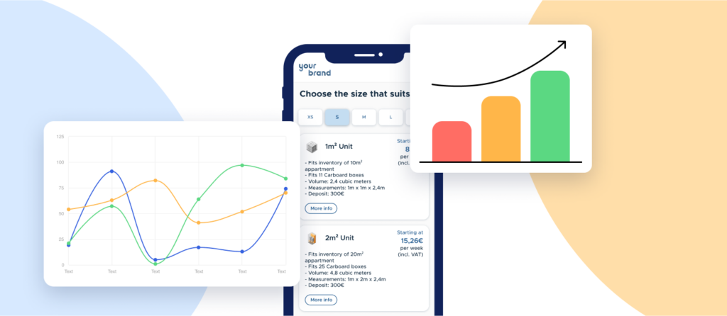Illustration of an online booking page and graphs