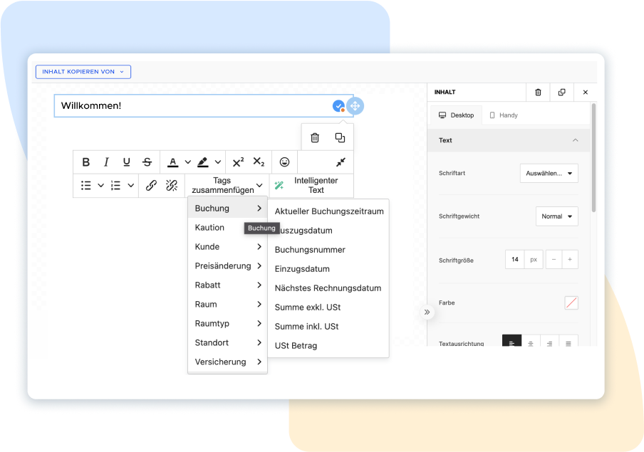 Screenshot of the Kinnovis automated email builder