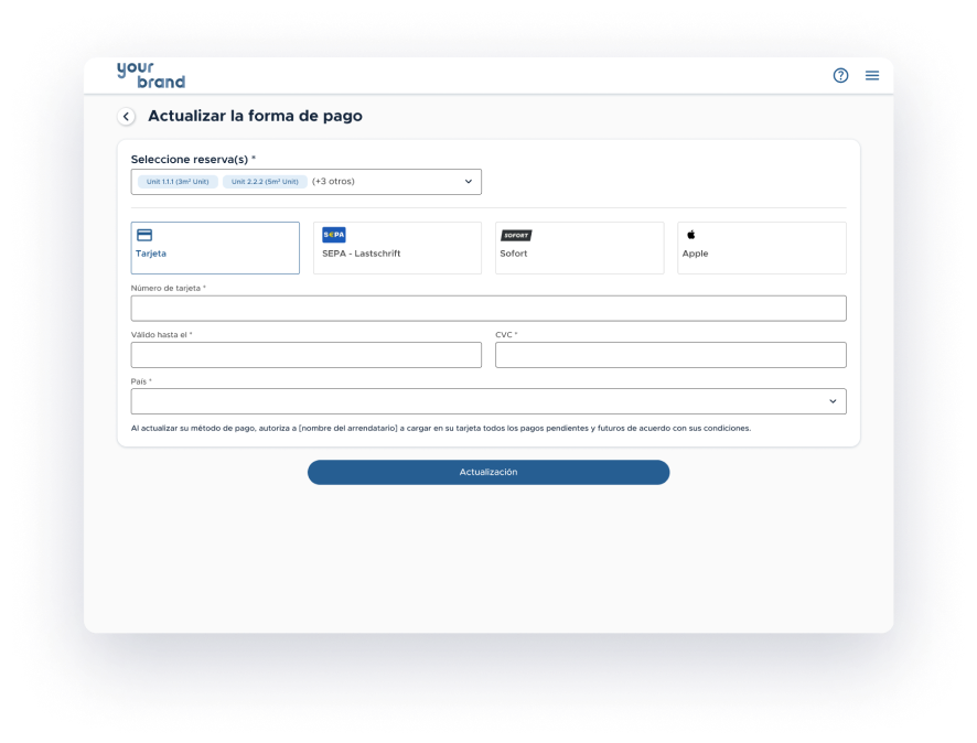 Screenshot showing how to update payment method in the customer portal