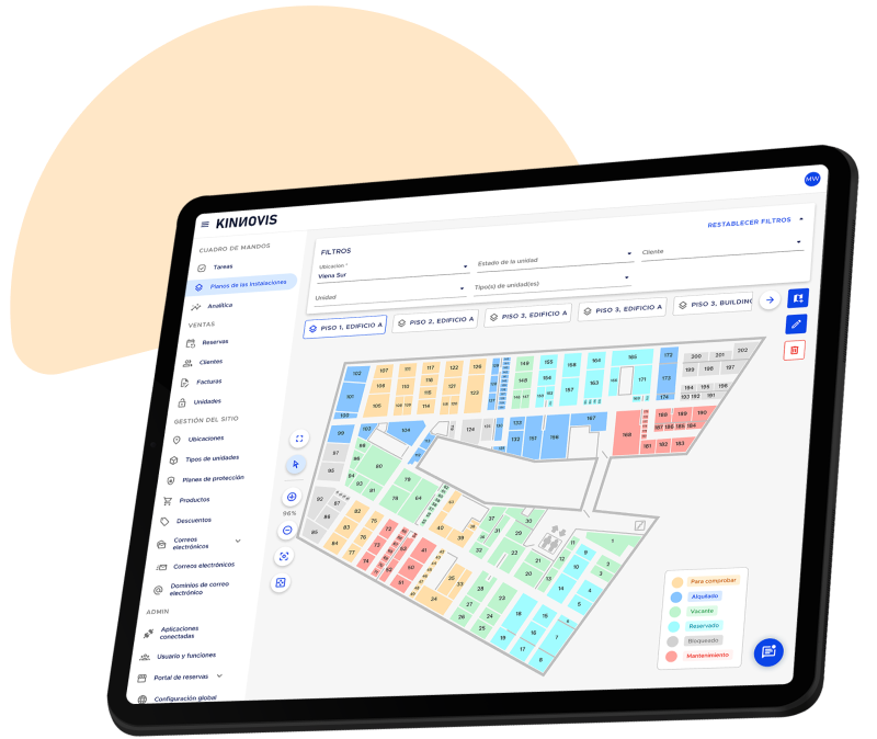 Overview of the kinnovis facility map feature in a tablet mockup